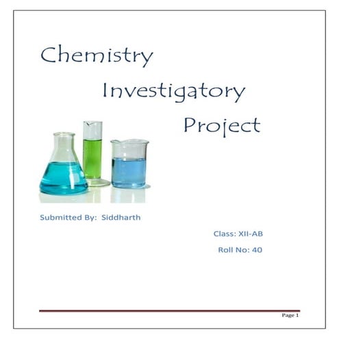 chemistry investigatory project on food adulteration | DOCX