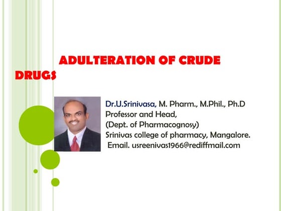 Adulteration of drugs | PPT