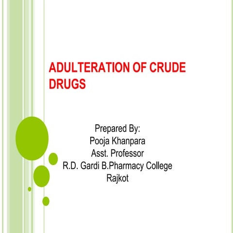 Adulteration of drugs by pooja khanpara