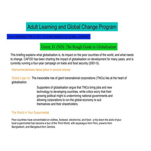 Locating Oneself in Global Learning- First 4 Readings