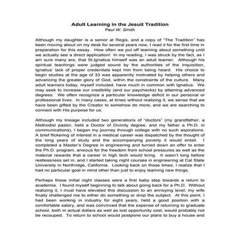 Adult Learning In The Jesuit Tradition