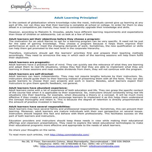 Adult learning principles!