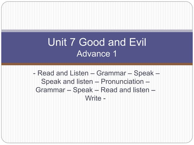 Unit 7 for Advance 1 | PPT