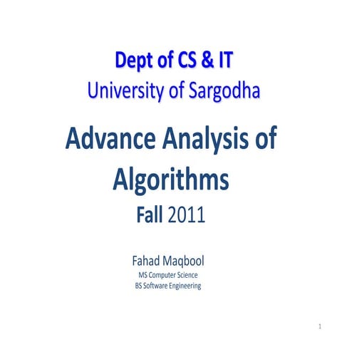 Advance analysis of algo | PPT