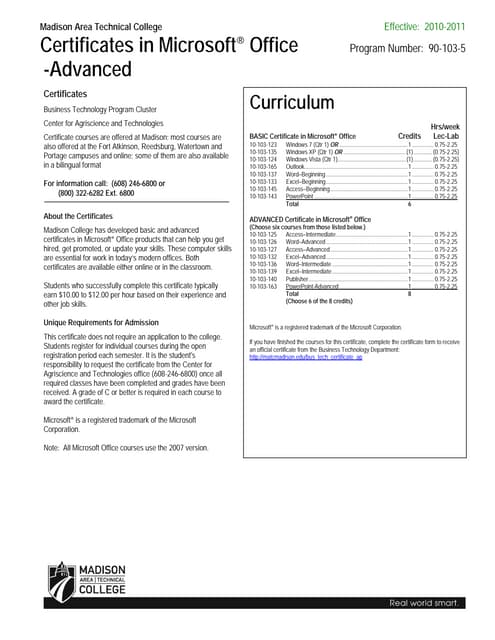 advanced certificate in microsoft office certificate of microsoft office