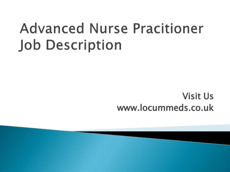 Advanced Nurse practitioner job description