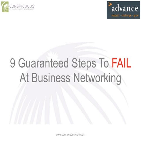 The Guaranteed Steps To Fail At Networking - Uttoxeter June 2015