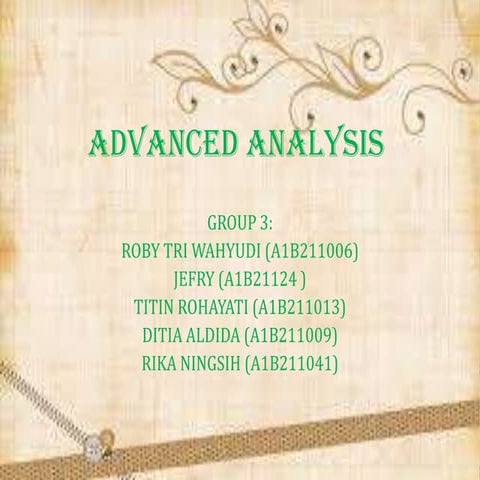 Advanced analysis