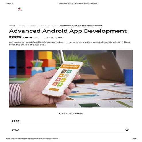 Advanced android app development - edukite