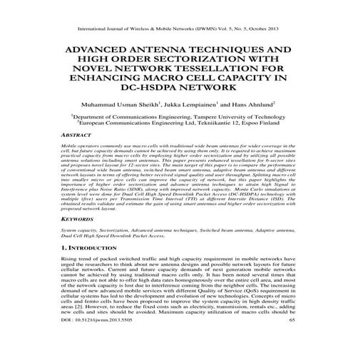 Advanced antenna techniques and high order sectorization with novel network t...