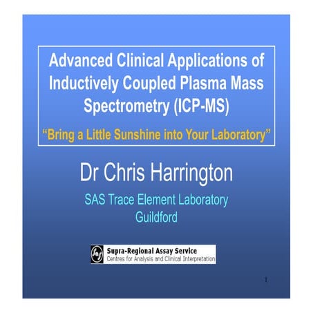 Advanced Clinical Applications of ICP-MS
