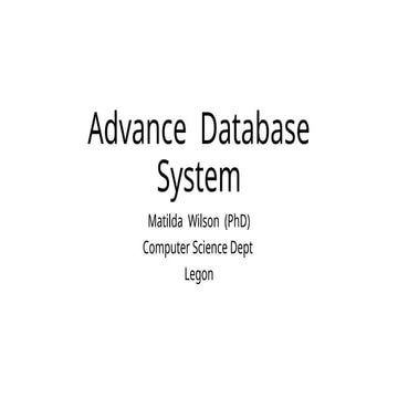 Introduction to Advanced Database Systems Part 1