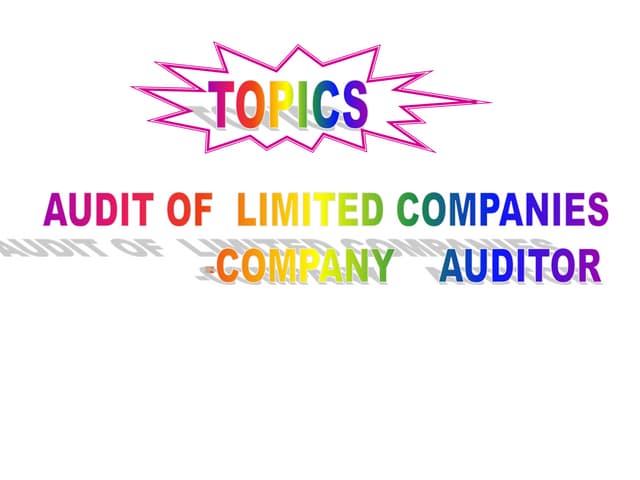 Audit of Limited Companies