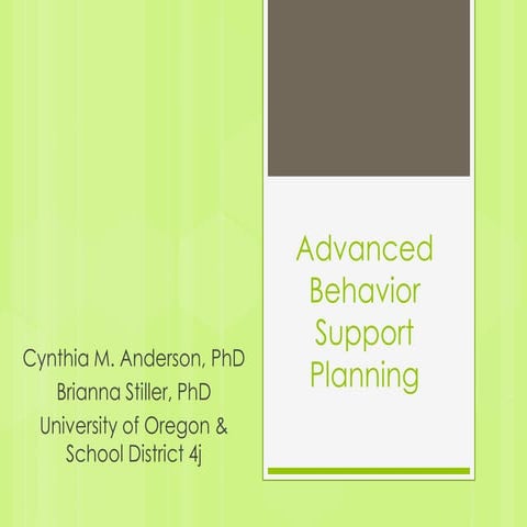 Advanced Behavior Support Planning (PBIS Implementer's Forum 2011)
