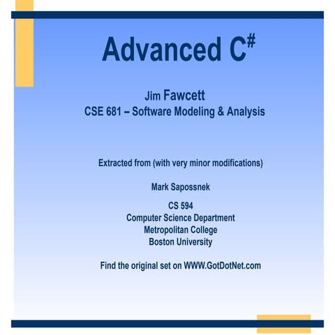 Advanced c# | PPT | Programming Languages | Computing