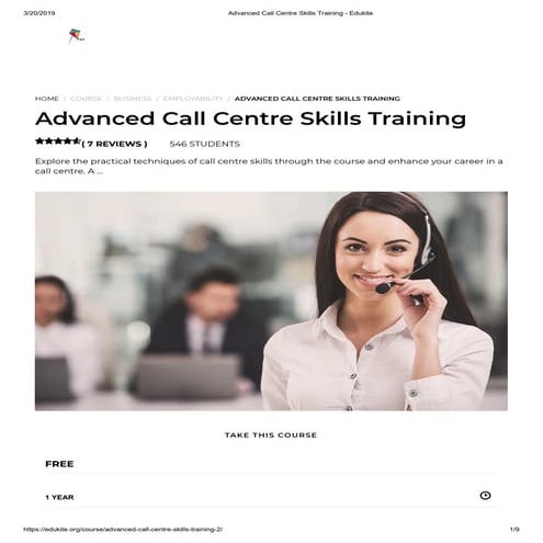 Advanced call centre skills training - edukite