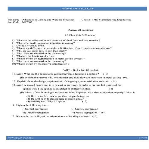  MF5103 Advanced casting and_welding previous year question paper