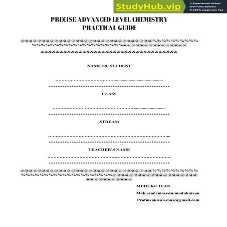 Advanced Chemistry Practical Guide