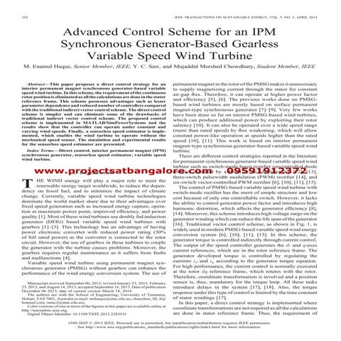 PERMANENT MAGNET SYNCHRONOUS GENERATOR BASED WIND ENERGY CONVERSION ...