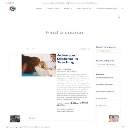 Advanced diploma in teaching – Centre for International Qualifications (CIQ)