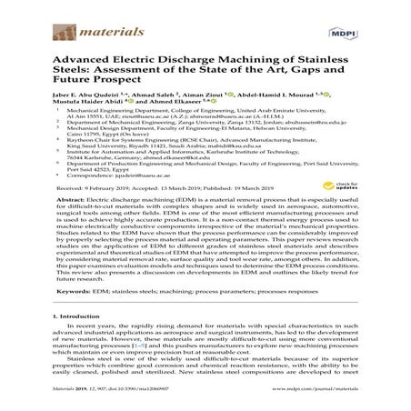 electric discharge machining of stainless steel