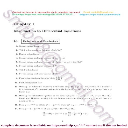Answers to Problems for Advanced Engineering Mathematics, 7th Edition by Denn...