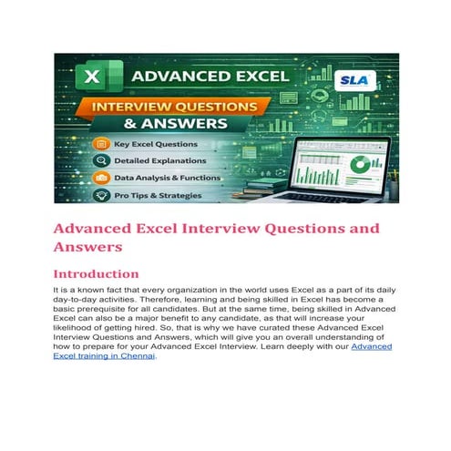 Advanced Excel Interview Questions and Answers | PDF