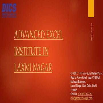 ADVANCED EXCEL COURSE IN LAXMI NAGAR | PPT