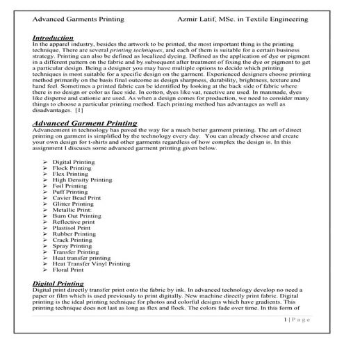 Advanced garment printing 