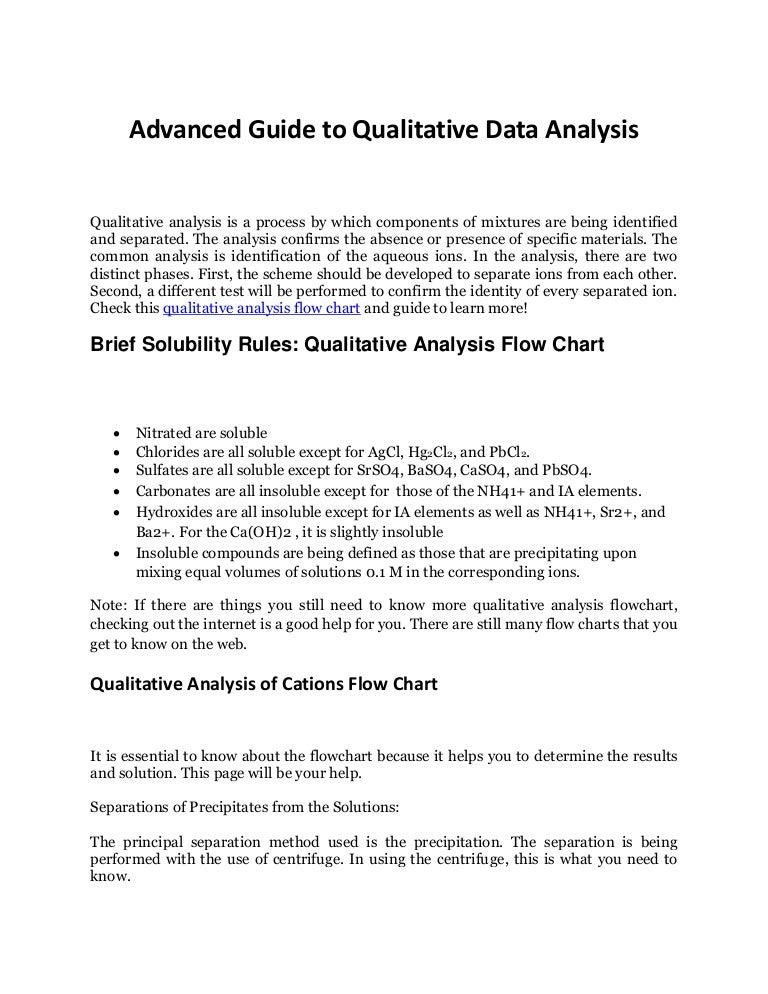 Flow Chart For Qualitative Analysis Of Cations