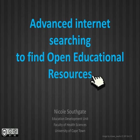 Advanced internet searching to find oer upload