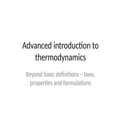 Advanced introduction to thermodynamics in engineering