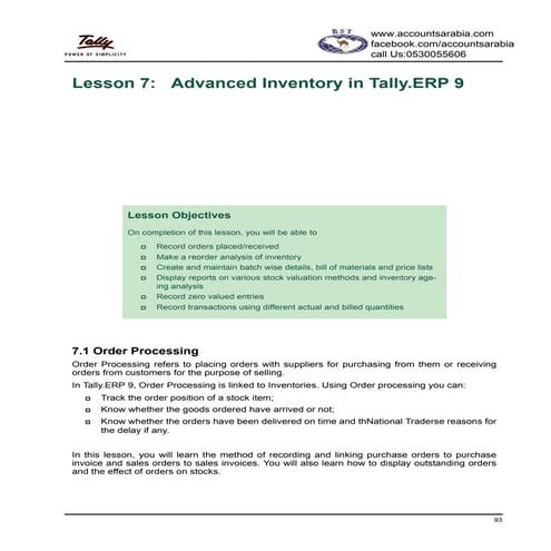 Advanced inventory in tally erp 9