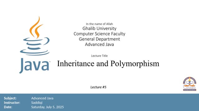 Advanced Java - Lec #5 - Inheritance and Polymorphism.pptx