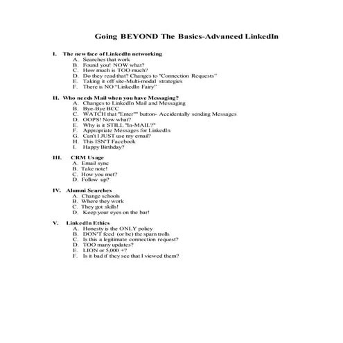 Advanced LinkedIn Outline