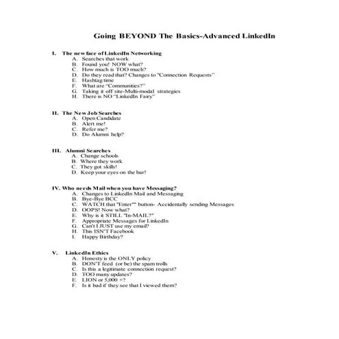 Advanced LinkedIn Outline.