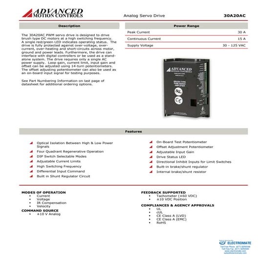 Advanced motion controls 30a20ac