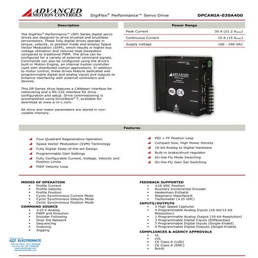 Advanced motion controls dpcania 030a400