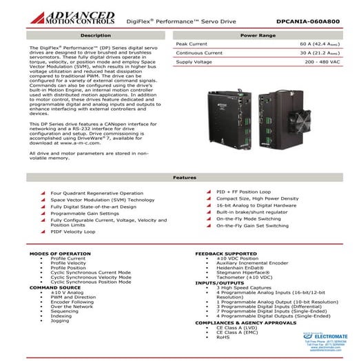 Advanced motion controls dpcania 060a800