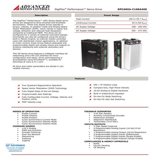Advanced motion controls dpcania c100a400