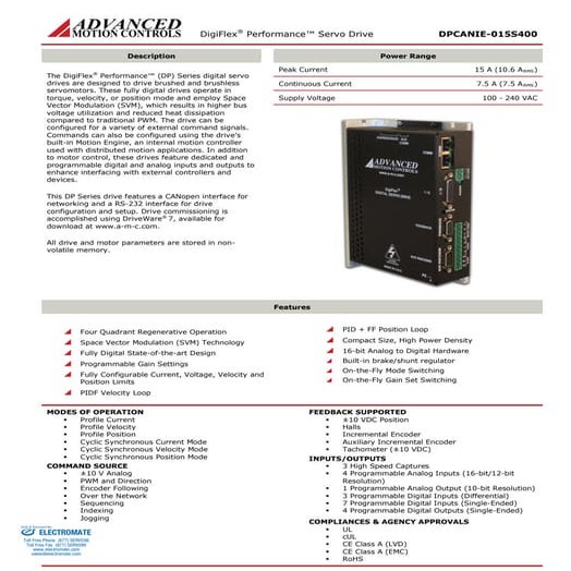 Advanced motion controls dpcanie 015s400