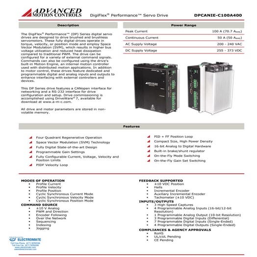 Advanced motion controls dpcanie c100a400