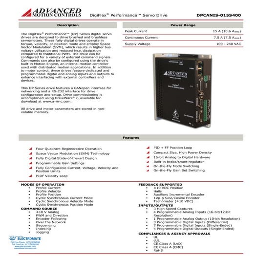 Advanced motion controls dpcanis 015s400