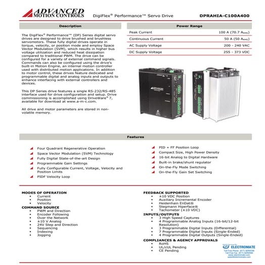 Advanced motion controls dprahia c100a400