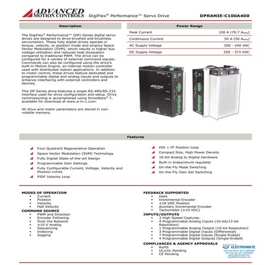 Advanced motion controls dpranie c100a400