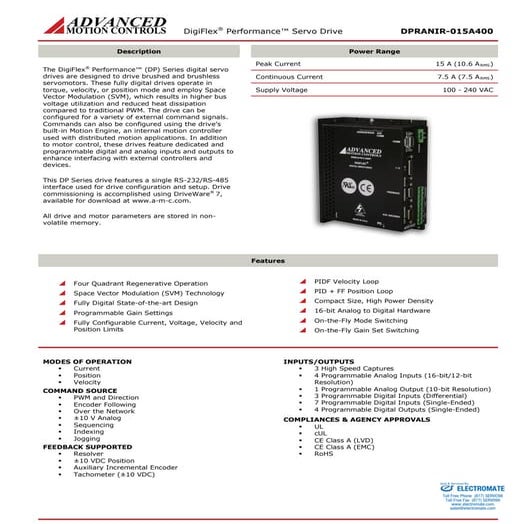 Advanced motion controls dpranir 015a400