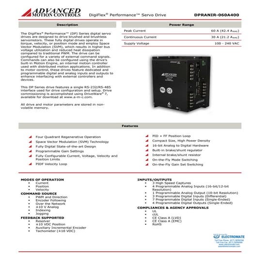 Advanced motion controls dpranir 060a400