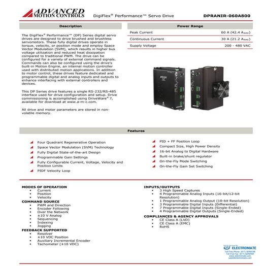 Advanced motion controls dpranir 060a800