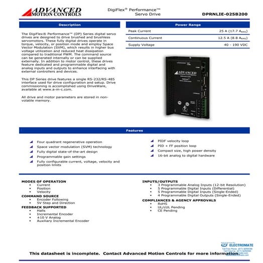 Advanced motion controls dprnlie 025b200