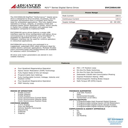 Advanced motion controls dvc200a100